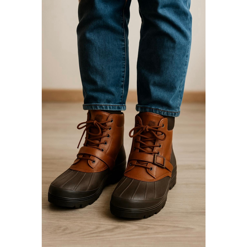 Men's U.S. Polo Assn. Brown Black Boots‎ Size 8.5 Strap Gorpcore Outdoor Utility
